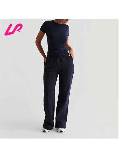 navy wide leg sweatpants